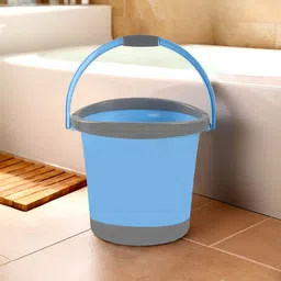 Kuber Industries Blue & Grey Solid Plastic Bath Accessories Set-3