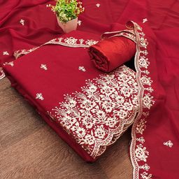 LeeliPeeri Designer Floral Embroidered Thread Work Unstitched Dress Material-picture-26