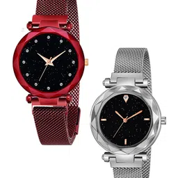 CSAMON Women Dial & Stainless Steel Straps Watch GR_379_Red_12_Silver_4_figar-image-98