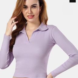 Fabme Pack Of 2 Women Cotton Shirt Collar Crop Top-image-23