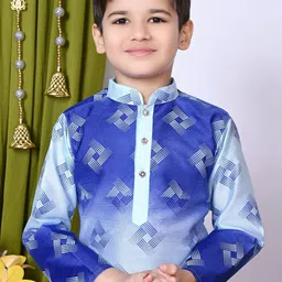NFC CREATION Boys Printed Regular Dupion Silk Kurta with Patiala image 4