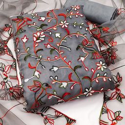 HERE&NOW Embroidered Organza Unstitched Dress Material-image-95