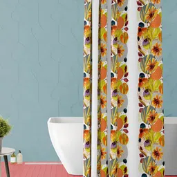 ArtzFolio White & Yellow Printed Waterproof Shower Curtain-image-72