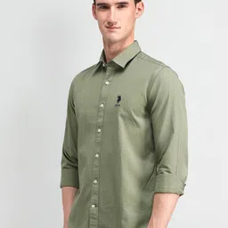 U.S. Polo Assn. Denim Co. Men Manhattan Spread Collar Solid Cotton Slim Fit Casual Shirt-image-73
