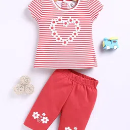 Annie Girls Striped Short Sleeves Pure Cotton Top With Trouser-25