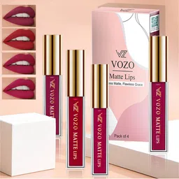 VOZO Set Of 4 Matte Lips Liquid Lipstick 4 ml Each Shade 101-104-105-106-50