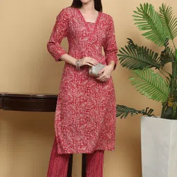 KALINI Women Ethnic Motifs Printed Regular Mirror Work Kurta with Trousers-14