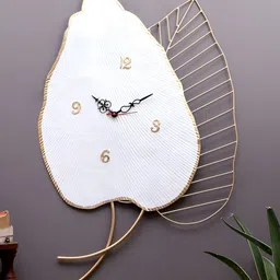 Amaya Decors White Textured Abstract Shaped Contemporary Wall Clock-52