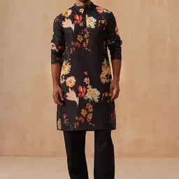 Jompers Men Floral Printed Regular Pure Cotton Kurta with Pyjamas-image-57