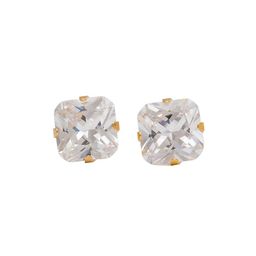 STUDEX 24K Pure Gold Plated Stainless Steel Cubic Zirconia Studded Square Shaped Studs-13