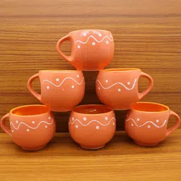 laghima jadon Orange Ceramic Matte Finish Cups Set of 6-36