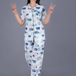 ao services Printed Pure Cotton Shirt & Trousers Night Suits-image-63