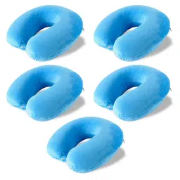 Kuber Industries Blue 5 Pieces Memory Foam Filled Cotton Travel Pillows-3