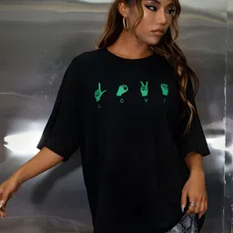 LAUREN ADAMS Graphic Printed Drop-Shoulder Sleeves Pure Cotton Oversized T-Shirt-image-66