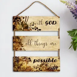 eCraftIndia Christian Brown With God All Things Are Possible Printed Wooden Wall Hangings-image-22