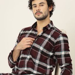 JADEBERRY Men Classic Slim Fit Tartan Checks Opaque Checked Casual Shirt-image-56