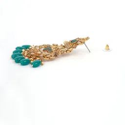 Anouk Gold-Plated Artificial Stones Studded and Pearls Beaded Crescent Shaped Chandbalis image 4