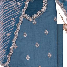 KULEESH Embroidered Pure Silk Semi-Stitched Dress Material-image-36