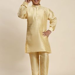 Pro-Ethic STYLE DEVELOPER Boys Ethnic Motifs Embroidered Regular Pure Silk Kurta with Pyjamas-40