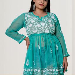 myplusfashion Women Embroidered A-Line Kurti-19