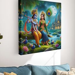Myntra Elegant Homes Blue & Green 1 Piece Canvas Religious Wall Paintings-image-39