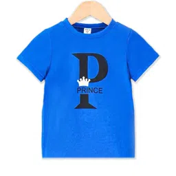 Boys Printed Cotton Blend Regular T Shirt (Blue, Pack of 1)-83