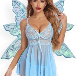 SSoShHub Women Self Design Shoulder Straps Baby Doll with Briefs-image-68