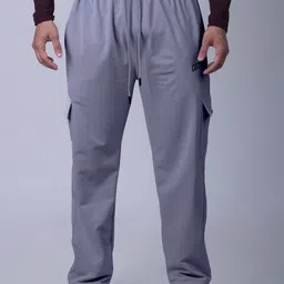 Coitonic Men Brand Logo Printed 4-Way Stretchable Anti Microbial Cargo Track Pants-image-3