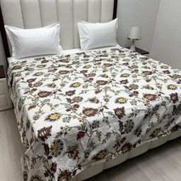 Pure Decor Comfy White & Brown Floral 150 GSM Microfiber King Size Bed Comforter-image-19
