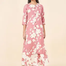 RANGMANCH BY PANTALOONS Floral Printed Round Neck A Line Kurta-picture-50