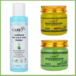 CARET ORGANIC Aloe vera Shampoo, Papaya Gel & Neem Tulsi & Aloevera Gel Combo-100 g Each-5