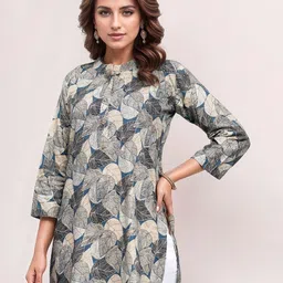 The loom craft Women Abstract self design Mandarin Collar Top-image-56