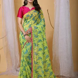 HERE&NOW Floral Printed Pure Georgette Saree-picture-19