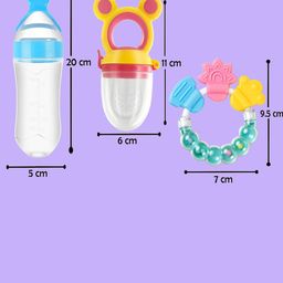 Joy Buzz Set Of 3 Silicone Food Feeder Nibbler & Rattle Teether- P03 image 3