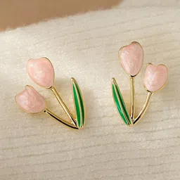 KRENOZ Gold-Plated Floral Shaped Studs-image-69