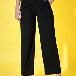 BUY NEW TREND Women Comfort High-Rise Wrinkle Free Pleated Trousers-picture-44