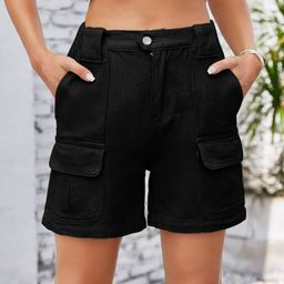 Oh Rare Women High-Rise Cargo Denim Shorts-picture-5
