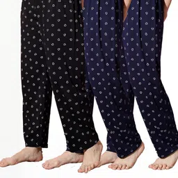 Pack of 3 Women Heart Printed Cotton Comfortable Pyjama/Lounge Pants-image-89