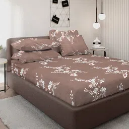 Myntra Elegant Homes Brown & White Printed 300 TC King Bedsheet Set 2.5 x 2.2 m-image-43