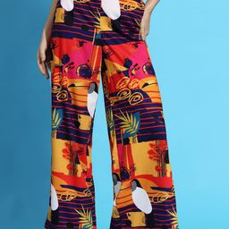 FITHUB Women Floral Printed Loose Fit High-Rise Trousers-picture-24