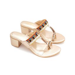 Sole House Embellished PU Block Sandals with Buckles-8