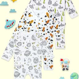 The Mom Store Infant Kids Pack Of 3 Cotton Printed Rompers-55