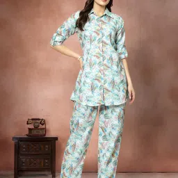 Moda Rapido Abstract Printed Shirt Collar Neck Shirt With Trousers Co-Ords-18