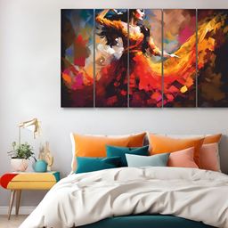 The Castle Decor Orange & Yellow 5 Piece Wood Abstract Wall Paintings-image-63
