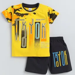 TINY BINY Boys Printed Round Neck Pure Cotton T-Shirt With Shorts-image-58