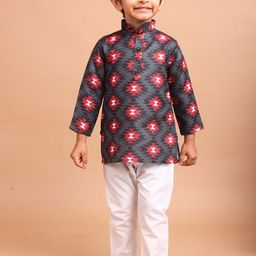 SHIWAM ETHNIX Boys Geometric Printed Regular Cotton Straight Kurta-14
