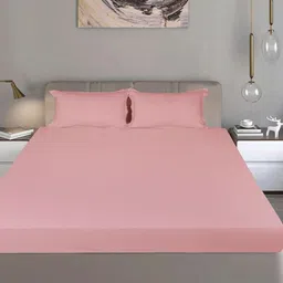 Bodycomfy Pink Fitted Cotton 400 TC King Bedsheet Set 1.98 m x 1.82 m-image-96