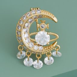 Kushal's Fashion Jewellery Gold-Plated Zircon Studded Saree Brooch Clip-image-58