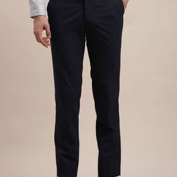 Turtle Men Tailored Checked Tapered Fit Mid-Rise Formal Trousers-picture-0