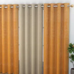 Banchmark Home Furnishings Haire Orange 3 Pcs Velvet Room Darkening Long Door Curtain-11